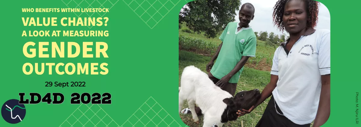 Event banner with the title and photo of two people with a goat